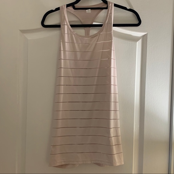 Athleta pink and sheer striped workout tank - Picture 2 of 5